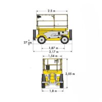 Diagrama 2, alquiler Tijera diésel – 12 m varias marcas