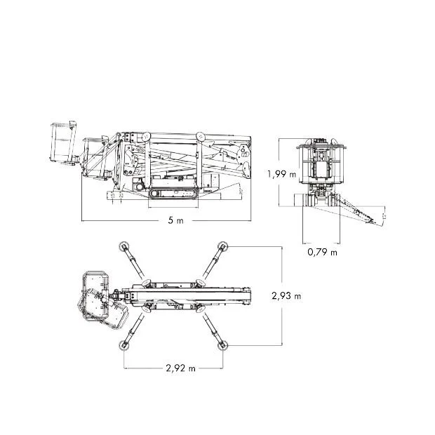 Alquiler Plataforma articulada sobre orugas 20 m JLG X20J PLUS, diagrama 2