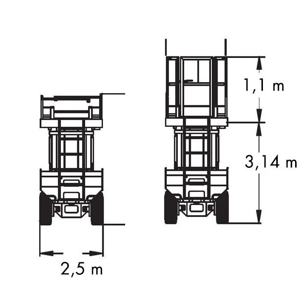 Alquiler plataformas tijera diésel, Tijera diésel – 26 m JLG 245-25, diagrama 1
