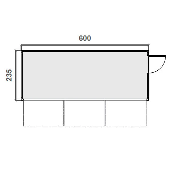 Taquilla prefabricada – 2,35 m x 6,00 m para Eventos Diagrama
