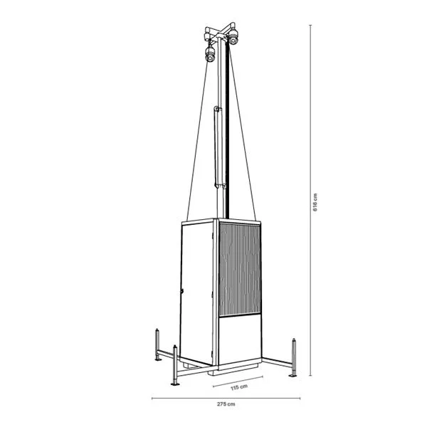 Medidas de torre de vigilancia de vídeo alimentada por energía solar.