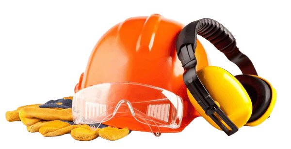 Equipos de protección individual: casco, gafas, guantes y auriculares